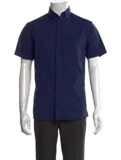 Pre-owned Mammut Plaid Print Short Sleeve Shirt In Blue