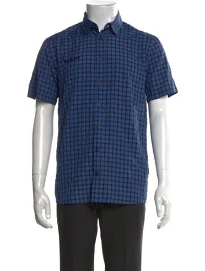 Pre-owned Mammut Plaid Print Short Sleeve Shirt In Blue