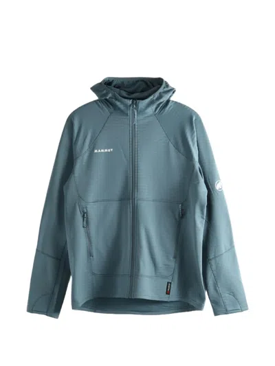 Mammut Waffle-knit Hooded Jacket In Blue