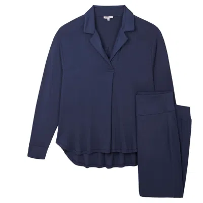 Mamu Dream Women's Blue Navy Ribbed Modal Hero Shirt & Cuffed Leggings Set