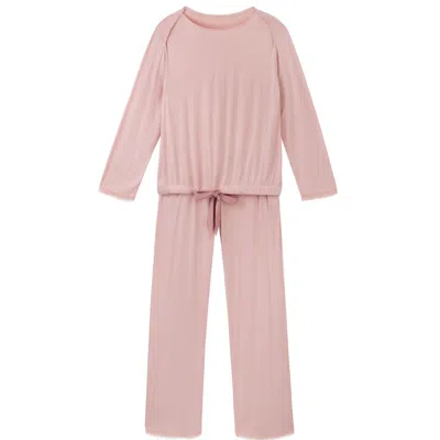Mamu Dream Women's Pink Cotton Modal Pyjama Set With Lace Trim