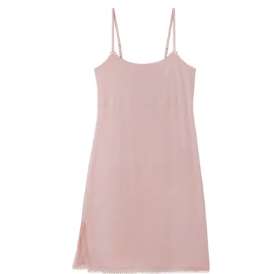 Mamu Dream Women's Pink Lace Trimmed Modal Jersey Slip Dress