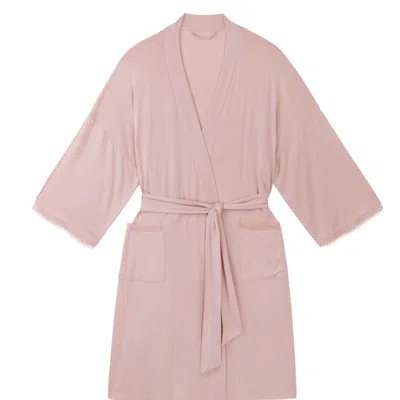Mamu Dream Women's Pink Lace-trimmed Modal Jersey Kimono
