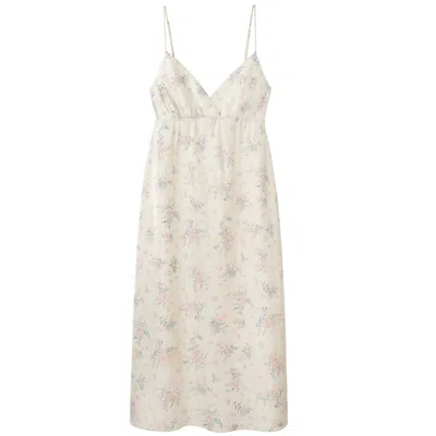 Mamu Dream Women's Stretch Satin Vintage Print Slip Dress