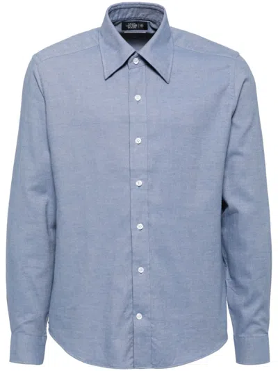 Man On The Boon. Button-down Collar Long-sleeves Shirt In Blue