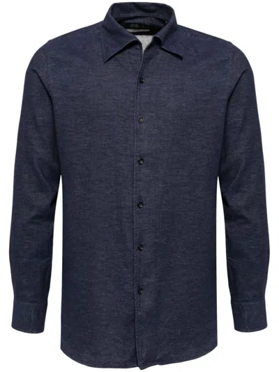 Man On The Boon. Button-down Collar Long-sleeves Shirt In Blue