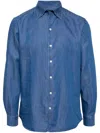 Man On The Boon. Buttoned Denim Shirt In Blue