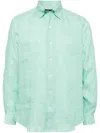 Man On The Boon. Buttoned Hemp Shirt In Green