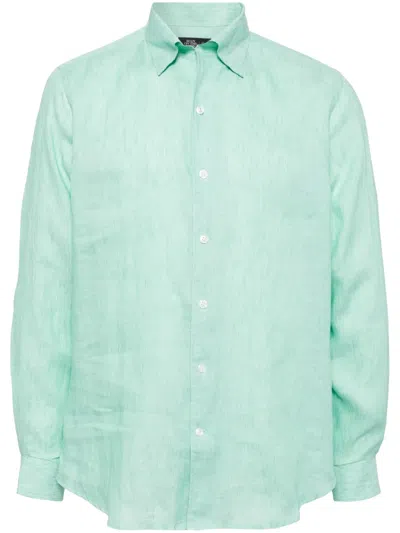Man On The Boon. Buttoned Hemp Shirt In Green