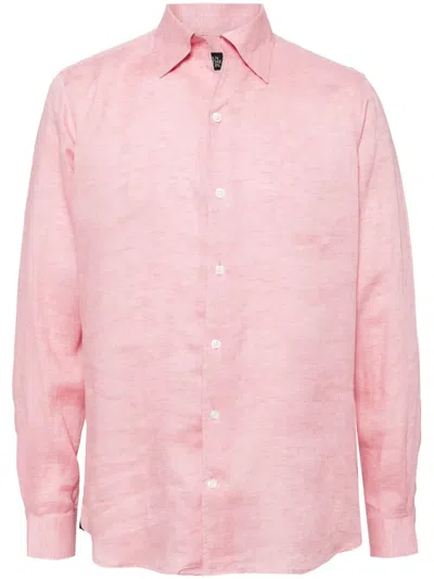 Man On The Boon. Buttoned Hemp Shirt In Pink