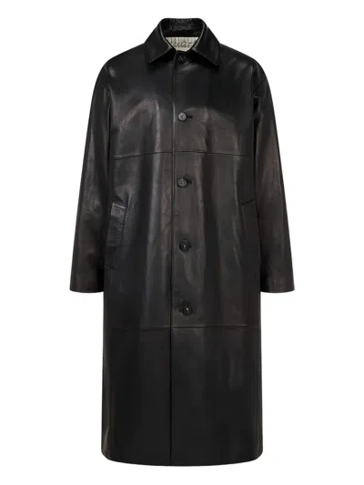 Man On The Boon. Calf Leather Single Coat In Black