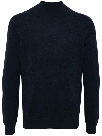 Man On The Boon. Cashmere Mock-neck Jumper In Blue