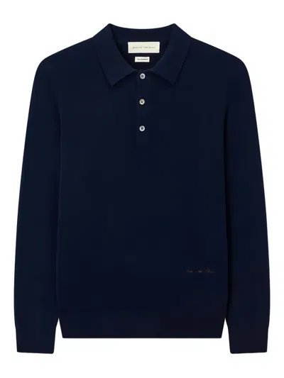 Man On The Boon. Cashmere Polo Shirt In Blue