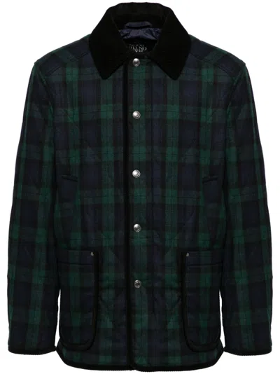 Man On The Boon. Checked Padded Jacket In Green