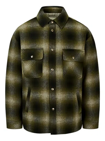 Man On The Boon. Checked Padded Overshirt In Green