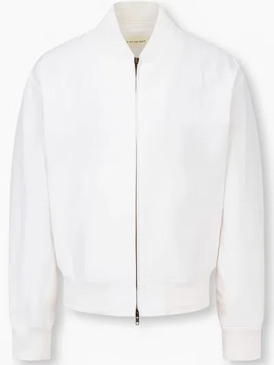 Man On The Boon. Classic Bomber Jacket In White
