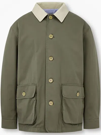 Man On The Boon. Colour-block Cotton Jacket In Green