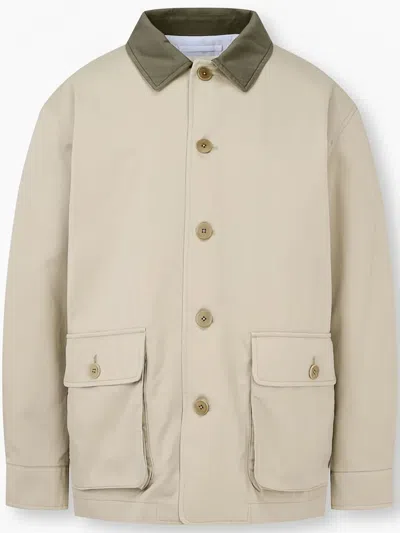 Man On The Boon. Colour-block Cotton Jacket In Neutrals