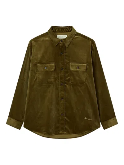 Man On The Boon. Corduroy Chest-pocket Shirt In Green