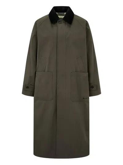 Man On The Boon. Corduroy-collar Coat In Brown
