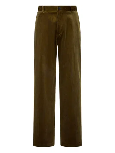 Man On The Boon. Corduroy Trousers In Green
