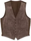 Man On The Boon. Corduroy V-neck Vest In Brown