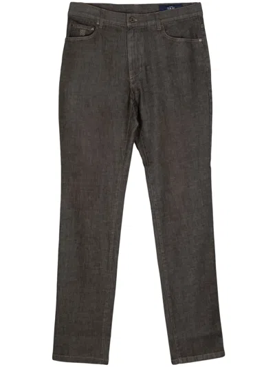 Man On The Boon. Cotton-blend Denim Trousers In Brown