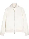 Man On The Boon. Cotton-silk Blend Bomber Jacke In White