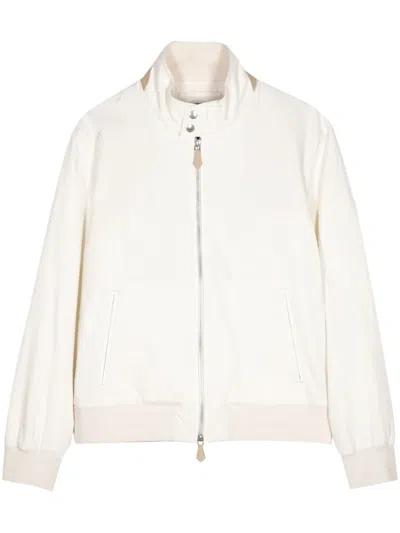 Man On The Boon. Cotton-silk Blend Bomber Jacke In White