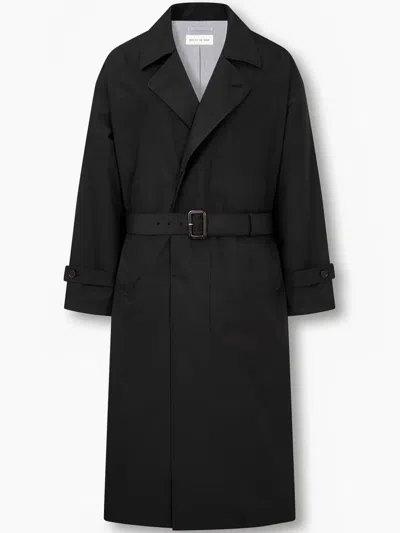 Man On The Boon. Cotton Trench Coat In Black