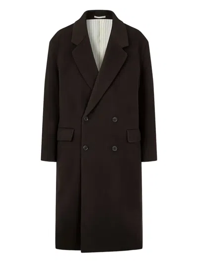 Man On The Boon. Double-breasted Blended Coat In Brown