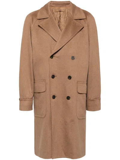 Man On The Boon. Double-breasted Coat In Brown