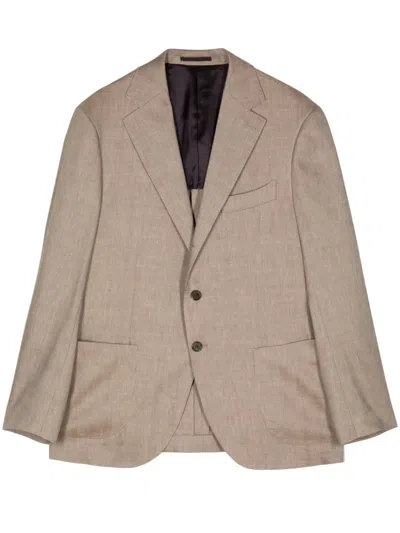 Man On The Boon. Drago Herringbone Single-breasted Blazer In Neutrals