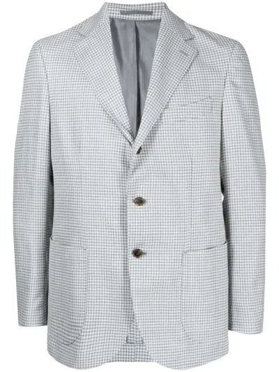 Man On The Boon. Drago Houndstooth-pattern Blazer In Grau