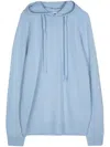 Man On The Boon. Drawstring Cashmere Hoodie In Blue