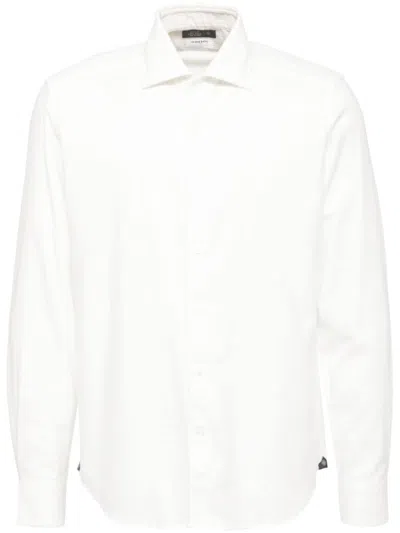 Man On The Boon. Buttoned Hemp Shirt In White