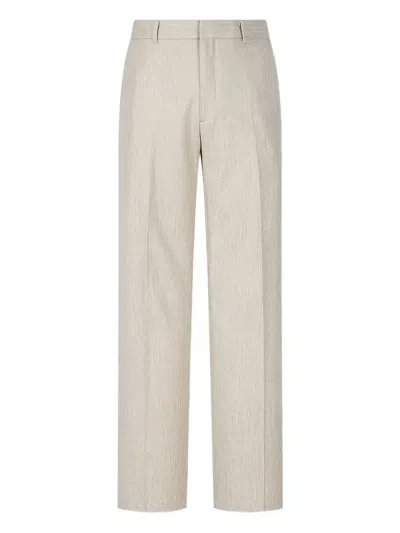 Man On The Boon. Flannel Wool Trousers In Neutral