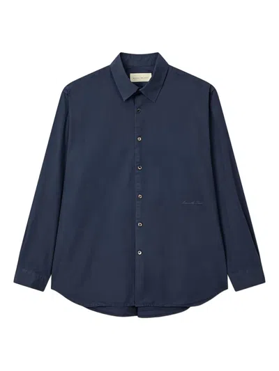 Man On The Boon. Garment-washed Poplin Shirt In Blue