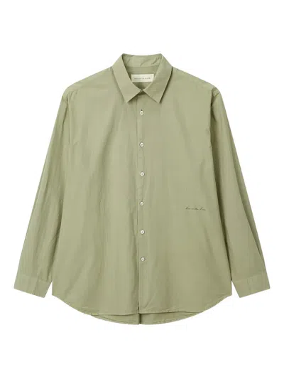 Man On The Boon. Garment-washed Poplin Shirt In Green