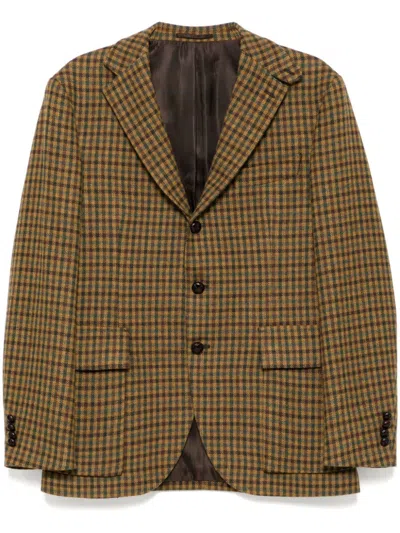 Man On The Boon. Gingham Checked Single-breasted Blazer In Yellow