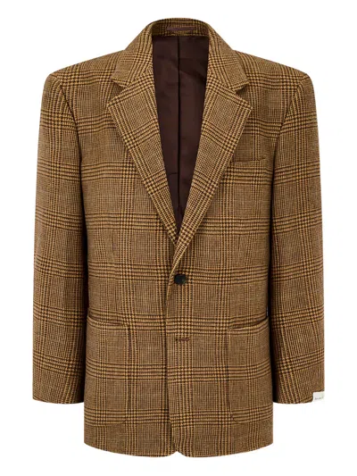 Man On The Boon. Glen-check Single Jacket In Brown