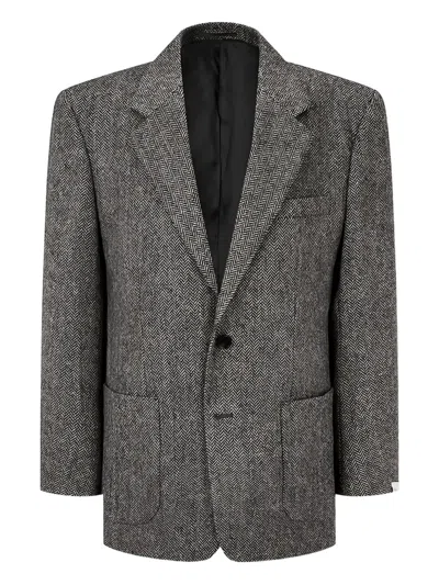 Man On The Boon. Herringbone-patterned Blazer In Black
