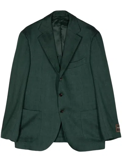Man On The Boon. Herringbone Single-breasted Blazer In Green