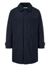 Man On The Boon. Hidden Button-up Coat In Blue