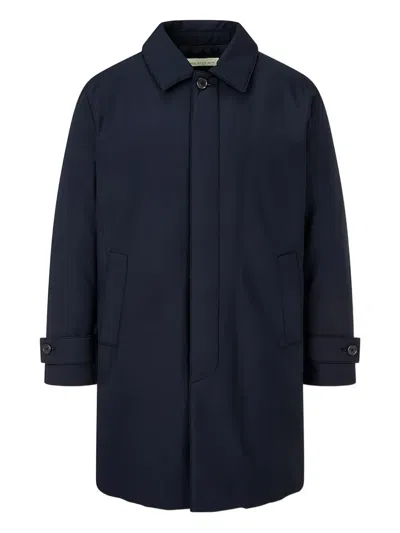 Man On The Boon. Hidden Button-up Coat In Blue