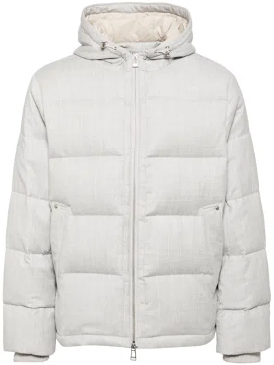 Man On The Boon. Hooded Padded Jacket In 灰色