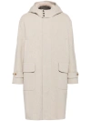 Man On The Boon. Hooded Single-breasted Coat In Neutrals