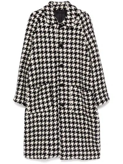 Man On The Boon. Houndstooth Oversized Coat In Blue