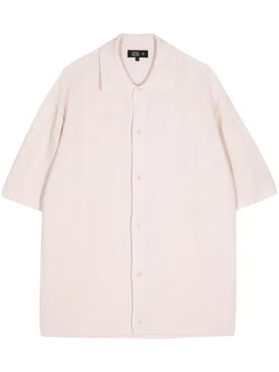 Man On The Boon. Houndstooth Short Sleeve Shirt In Pink
