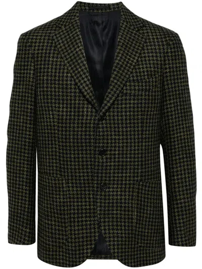 Man On The Boon. Houndstooth Single-breasted Jacket In Green